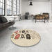 Round Patterned Wheat Beige Rug in a Office, pat644brn