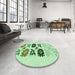 Round Patterned Mint Green Rug in a Office, pat644grn