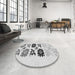 Round Patterned Gray Rug in a Office, pat644gry