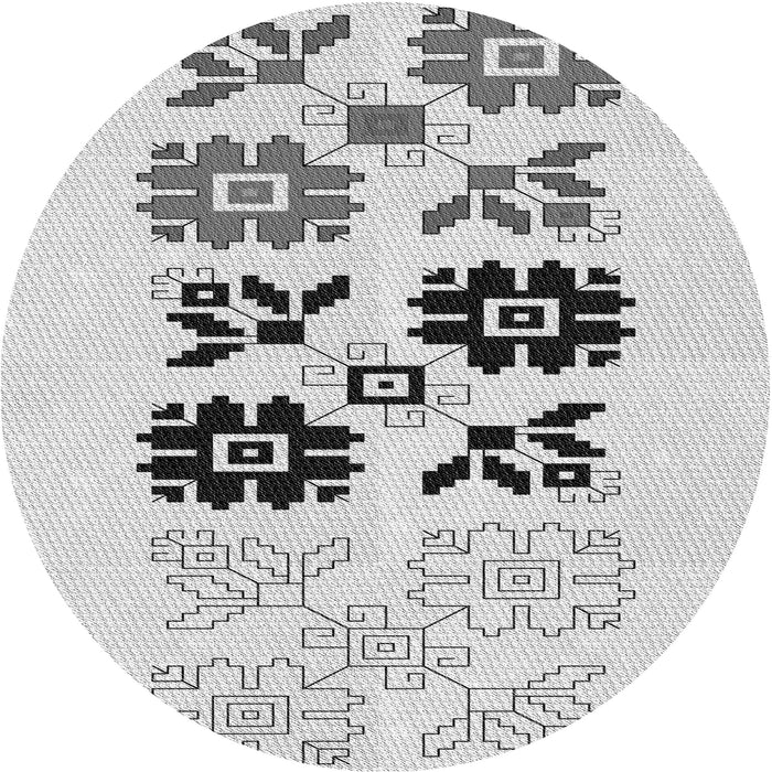 Round Machine Washable Transitional Gray Rug, wshpat644gry