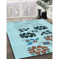 Patterned Seafoam Green Rug, pat644lblu