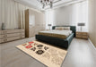 Patterned Navajo White Gold Rug in a Bedroom, pat644org