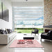 Square Patterned Red Rug in a Living Room, pat644rd