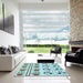 Square Patterned Sea Green Rug in a Living Room, pat645lblu