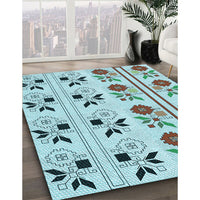 Patterned Sea Green Rug, pat645lblu