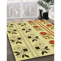 Patterned Dark Golden Brown Rug, pat645yw