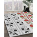 Patterned Pearl White Beige Novelty Rug in Family Room, pat645