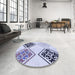 Round Patterned Lavender Blue Rug in a Office, pat646blu