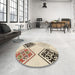 Round Patterned Wheat Beige Rug in a Office, pat646brn