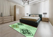 Patterned Green Rug in a Bedroom, pat646grn
