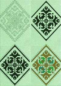 Machine Washable Transitional Green Rug, wshpat646grn