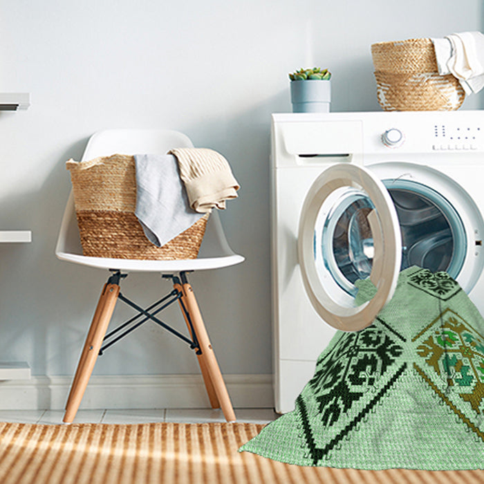 Machine Washable Transitional Green Rug in a Washing Machine, wshpat646grn