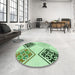 Round Patterned Green Rug in a Office, pat646grn
