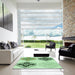 Square Patterned Green Rug in a Living Room, pat646grn