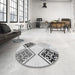 Round Patterned Platinum Gray Rug in a Office, pat646gry