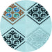 Square Patterned Deep-Sea Green Rug, pat646lblu