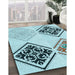 Machine Washable Transitional Deep-Sea Green Rug in a Family Room, wshpat646lblu