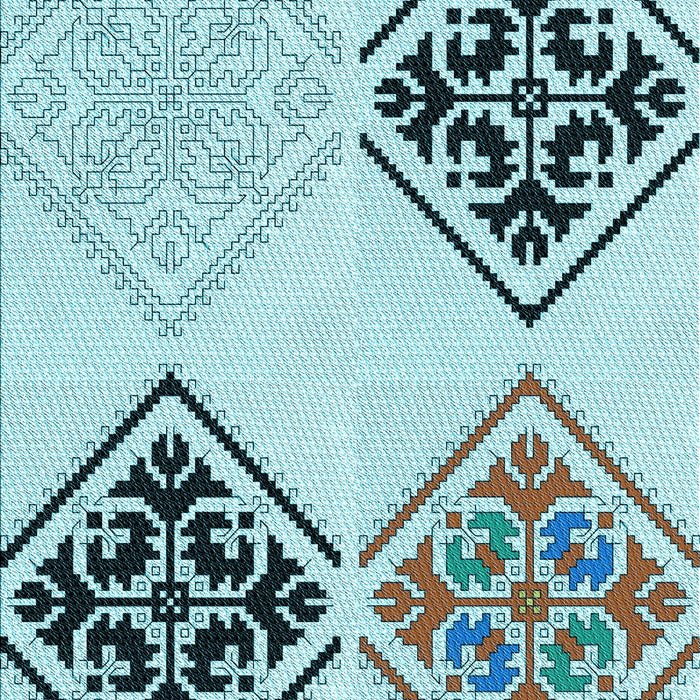 Machine Washable Transitional Deep-Sea Green Rug, wshpat646lblu