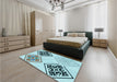 Patterned Deep-Sea Green Rug in a Bedroom, pat646lblu