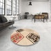 Round Patterned Light Brown Rug in a Office, pat646org