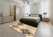 Patterned Light Brown Rug in a Bedroom, pat646org