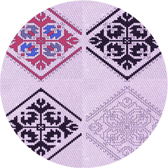 Square Patterned Orchid Purple Rug, pat646pur