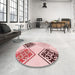 Round Patterned Light Rose Pink Rug in a Office, pat646rd
