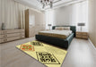 Patterned Dark Golden Brown Rug in a Bedroom, pat646yw