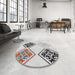 Round Machine Washable Transitional White Smoke Rug in a Office, wshpat646