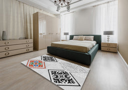 Patterned Off-White Novelty Rug in a Bedroom, pat646