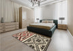 Patterned Khaki Gold Rug in a Bedroom, pat647brn