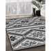 Patterned Dark Gray Black Rug in Family Room, pat647gry