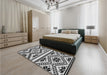 Patterned Dark Gray Black Rug in a Bedroom, pat647gry