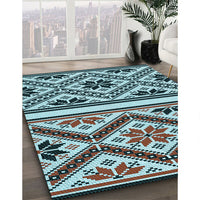 Patterned Dark Gray Black Rug, pat647lblu