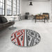 Round Patterned Gray Novelty Rug in a Office, pat647