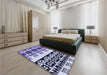 Patterned Blue Rug in a Bedroom, pat648blu