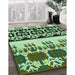 Machine Washable Transitional Light Green Rug in a Family Room, wshpat648grn