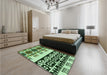 Patterned Light Green Rug in a Bedroom, pat648grn