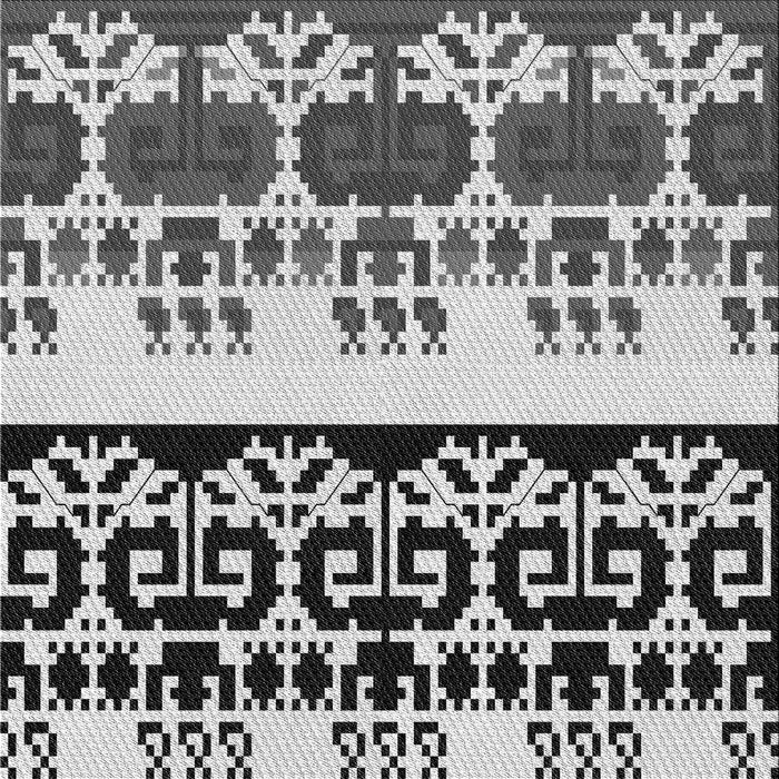 Round Patterned Black Rug, pat648gry