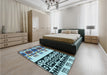 Patterned Blue Rug in a Bedroom, pat648lblu