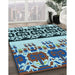 Patterned Blue Rug in Family Room, pat648lblu