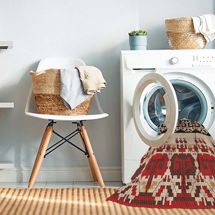 Machine Washable Transitional Saffron Red Rug in a Washing Machine, wshpat648org