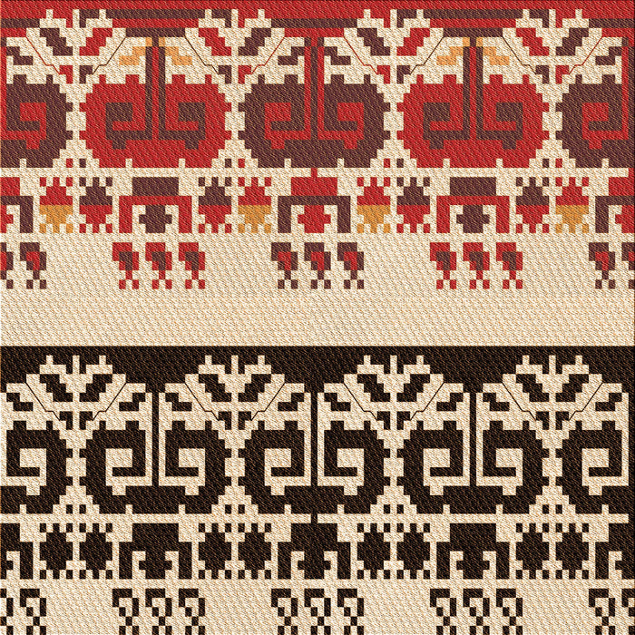 Round Patterned Saffron Red Rug, pat648org