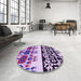 Round Patterned Purple Rug in a Office, pat648pur