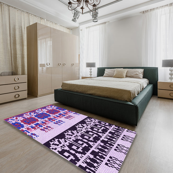 Patterned Purple Rug in a Bedroom, pat648pur