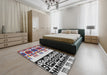 Patterned Light Gray Novelty Rug in a Bedroom, pat648