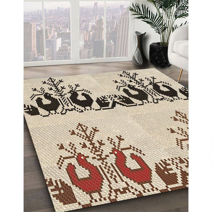 Patterned Sienna Brown Rug in Family Room, pat649brn