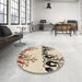 Round Patterned Sienna Brown Rug in a Office, pat649brn