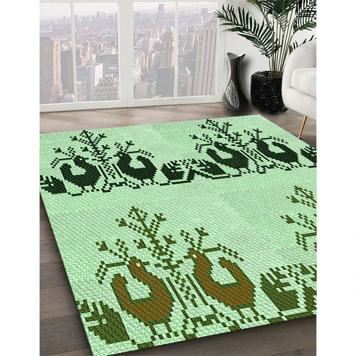 Patterned Green Rug in Family Room, pat649grn