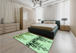 Patterned Green Rug in a Bedroom, pat649grn